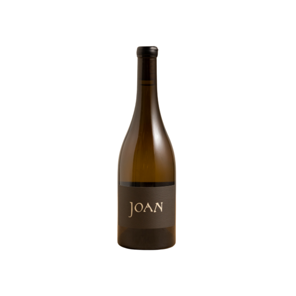 Wine bottle with 'JOAN' label on a white background Adelaide Hills Chardonnay 