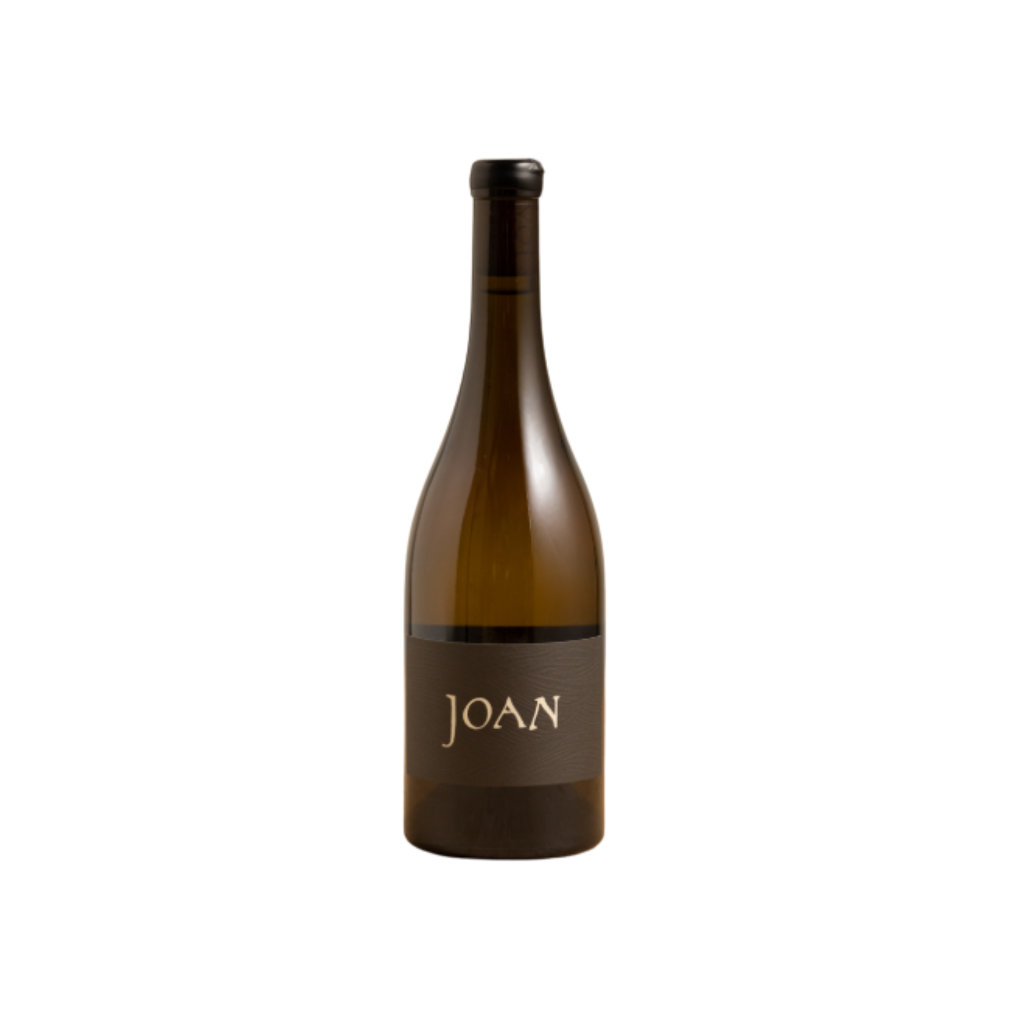 Wine bottle with 'JOAN' label on a white background Adelaide Hills Chardonnay 