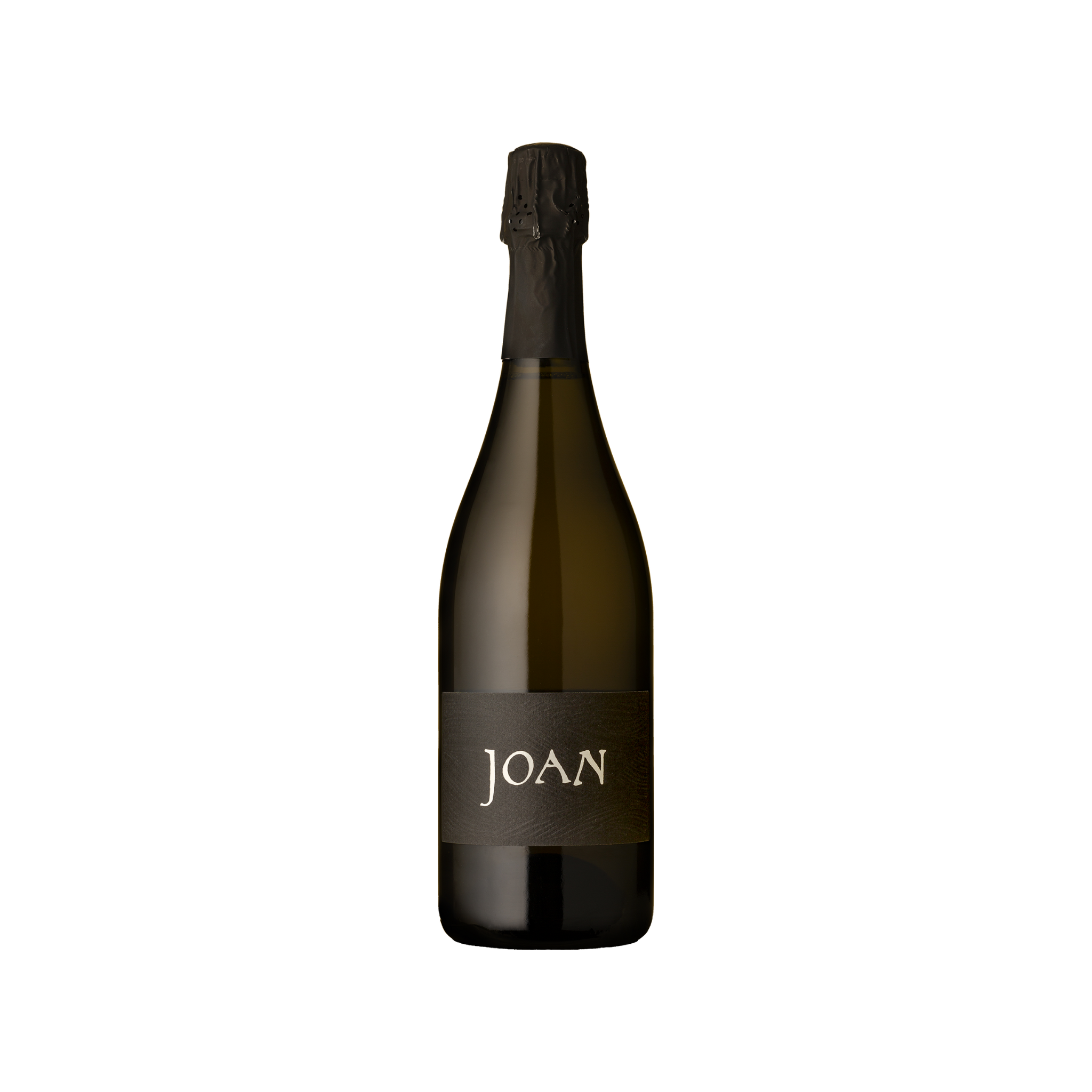 Bottle of wine labeled 'JOAN' on a white background methode traditionnelle by Sigurd