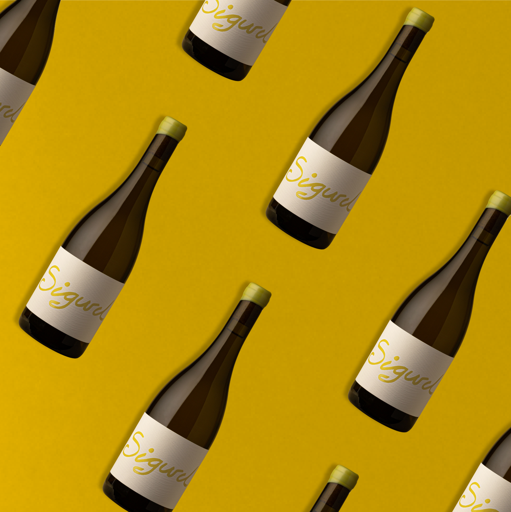 bottles of yellow Sigurd White Blend